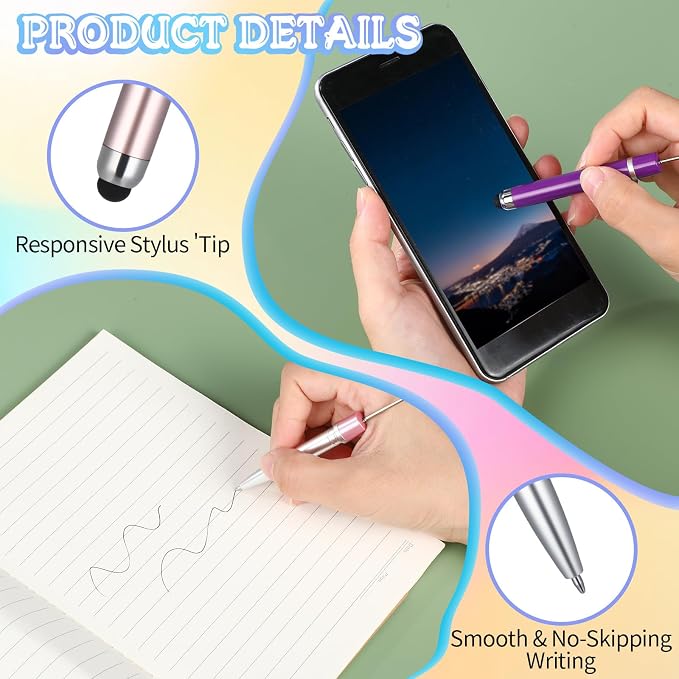 Qilery 30 Pcs Beaded Pens with Stylus Tips Plastic Beaded DIY Stylus 2-in-1 - Image 2