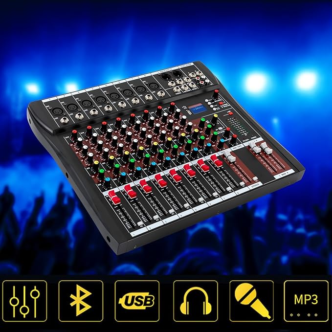 8 Channel Mixing Console Audio Mixer Bluetooth Studio Audio Mixer Sound Mixing - Image 2