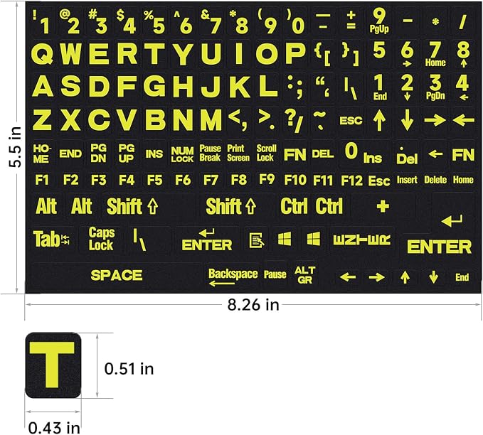 English Keyboard Stickers Full Size Universal PC Computer Laptop Desktop - Image 2