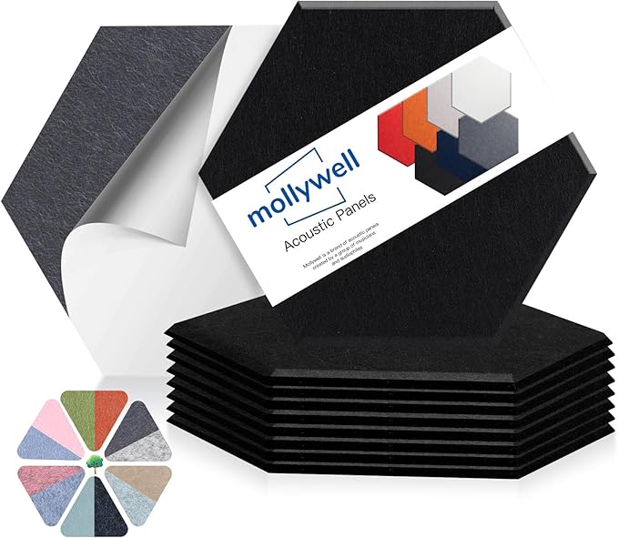 Mollywell Hexagon Acoustic Panels, High Density, Soundproofing, Decorative by Mollywell