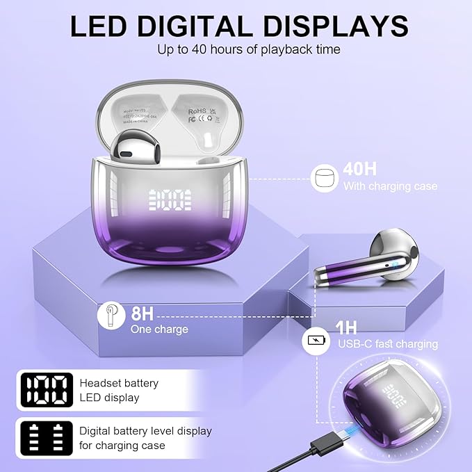 Wireless Earbuds, IPX7 Waterproof Bluetooth 5.4 Earphones in-Ear Earbuds - Image 4