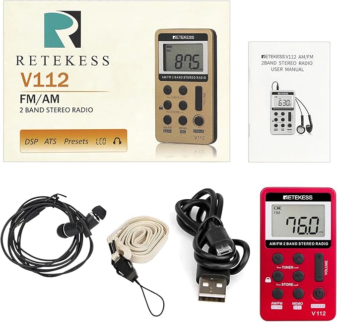 Retekess V112 AM FM Portable Pocket Radio, FM Receiver, Digital Tuning Stereo - Image 7