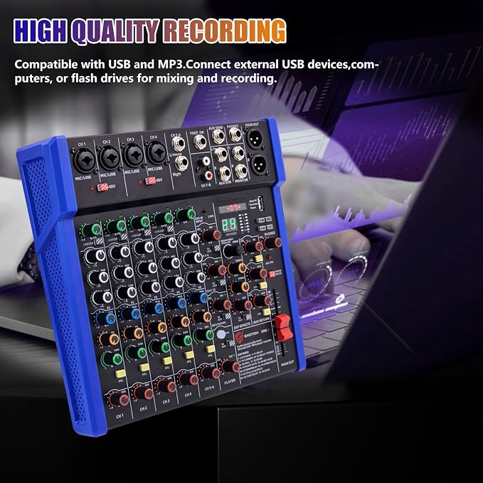 EXOTON Professional Audio Mixer Console, 6 Channel - Image 4