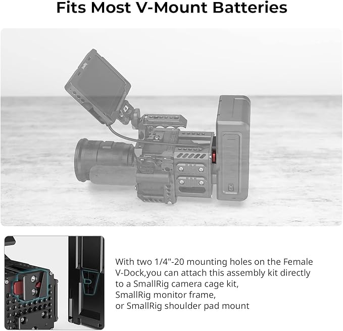 SmallRig Battery Plate with V-Lock Mount with Dual 15mm Rod Clamp Kit - Image 4