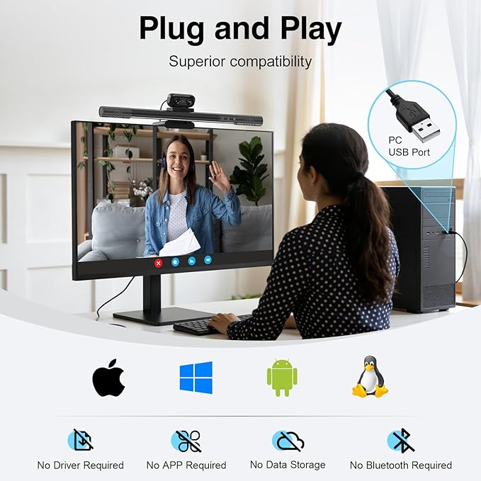 4-in-1 4K Webcam with Microphone and Speaker, Noise Cancellation, Privacy Cover - Image 5