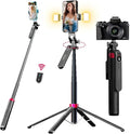 WOVTE 71" Selfie Stick with 2 Lights, Extendable Stand by WOVTE