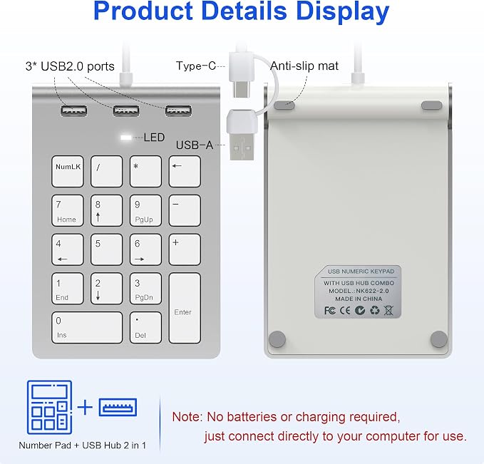 Wired USB C/A Number Pad - Image 2