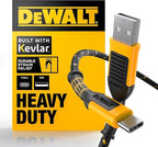 DEWALT Heavy Duty USB to USB C Cable, Jobsite Type C Cable, High Speed USBA to by DEWALT