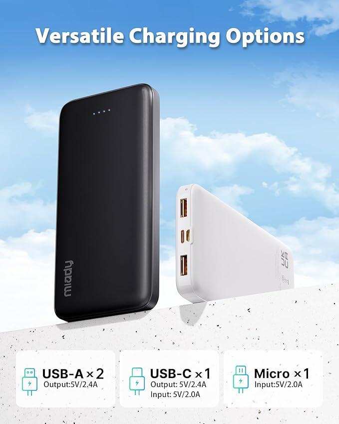 Miady 2-Pack 10000mAh Dual USB Portable Charger, Type-C Charging Power Bank - Image 6