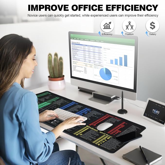 Linoows Office Shortcut Mouse Pad, Extra Large 31.5 x 11.8 Inch Gaming Mouse Mat - Image 7