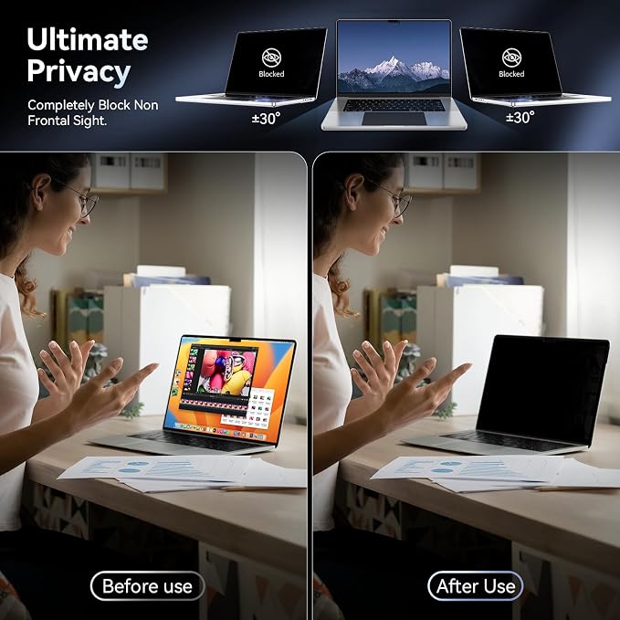 Privacy Screen Protector for MacBook Pro 14 Inch, Easy On/Off Removable Anti - Image 2