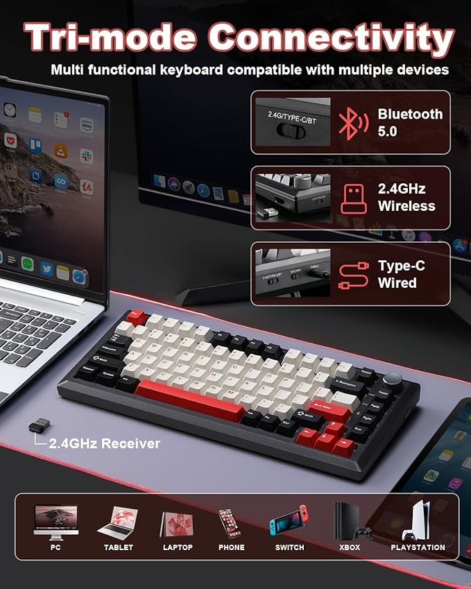 Y75 Wireless Mechanical Keyboard, 75% Hot Swappable Custom Keyboard - Image 3