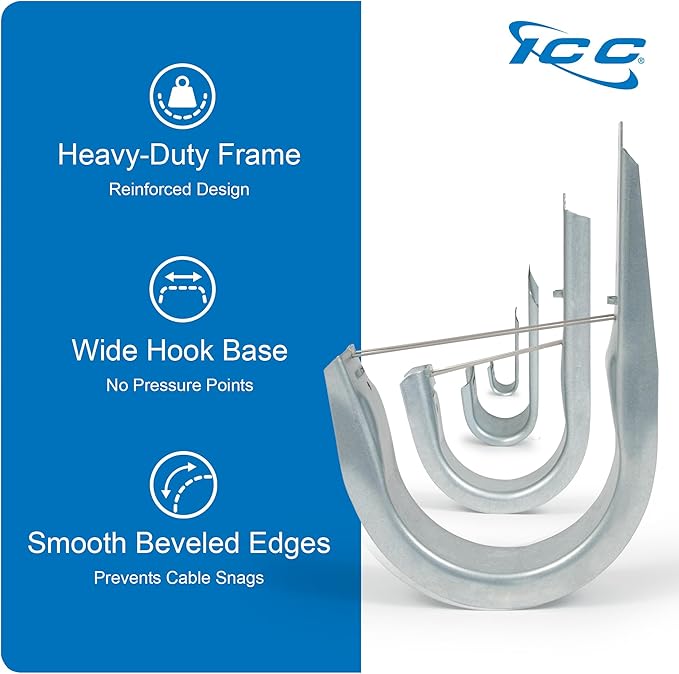 ICC 3/4-Inch Wall Mount J-Hook – 25-Pack, Cable Support Hooks Without Retainer - Image 7