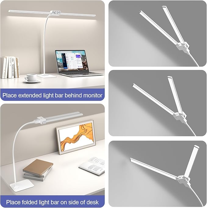 EppieBasic Led Desk Lamp, 24W 31.5IN Architect Double Head Desk Lamps - Image 6