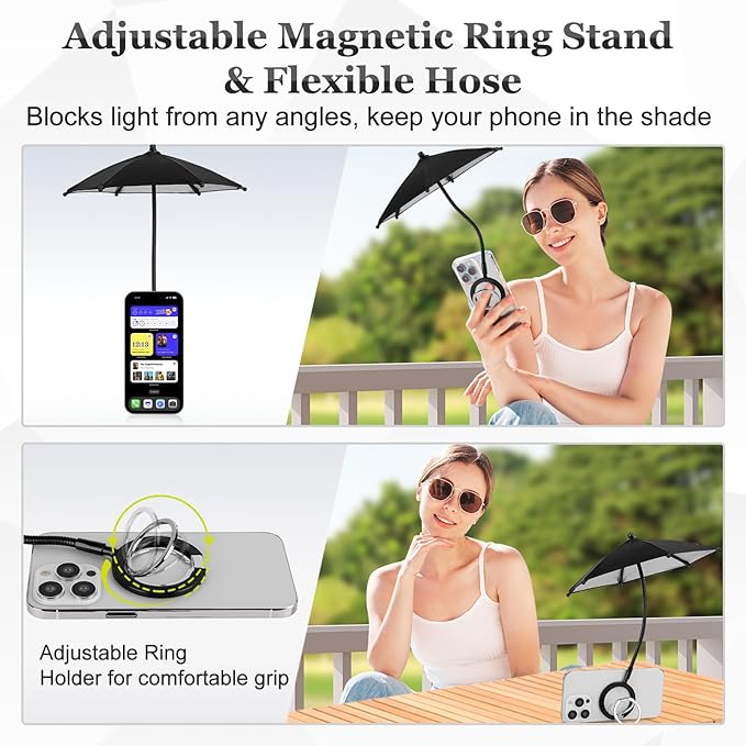Magnetic Umbrella Phone Stand for Sun Protection, Adjustable Sun Shade Shield - Image 3