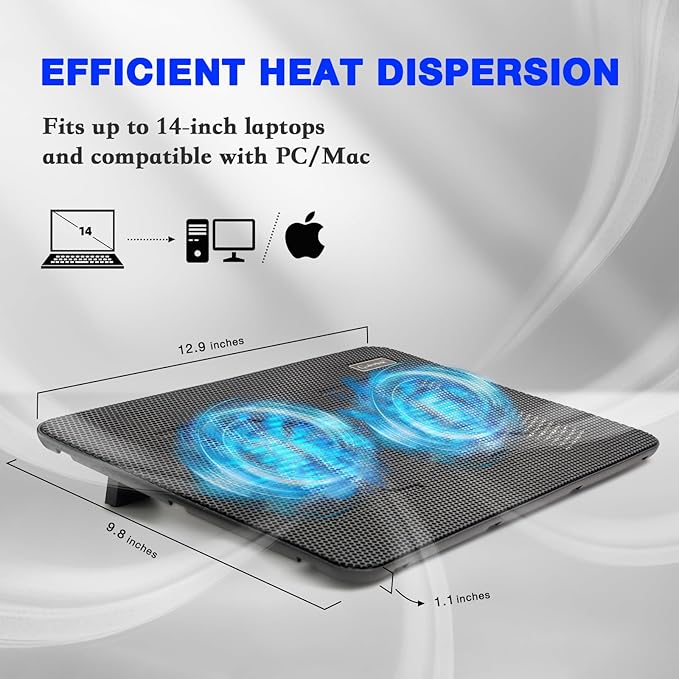 Laptop Cooling Pad, Coolertek Portable Slim Quiet Laptop Notebook Cooler - Image 5