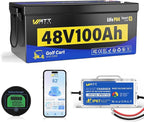 48V Lithium Battery Golf Cart Built-in BMS 200A Bluetooth, 48 Volt 100Ah by Wattcycle