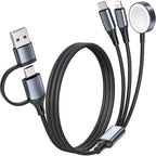 3 in 2 Multi Charging Cable for Apple Watch Charger, Nylon Braided 4FT Multi by SEIPOG