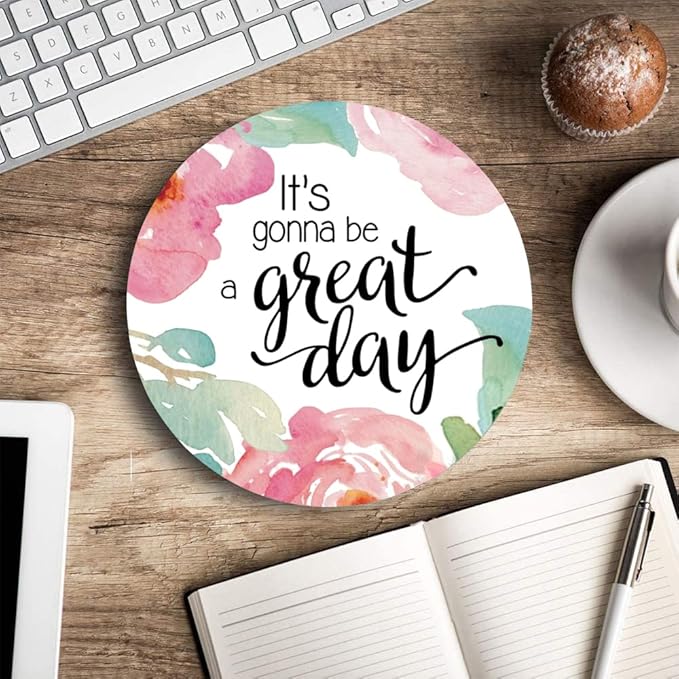 Mouse Pad, Inspirational Quote Floral Mouse Pad, Quote Great Day Mouse Pad - Image 5