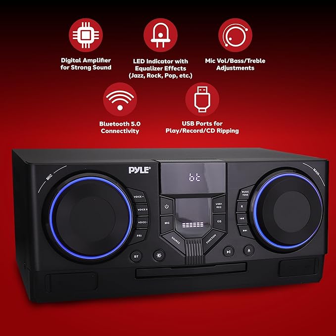 Pyle Mini Hi-Fi Bluetooth Stereo System – 3-Piece CD Player - Image 7