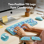 Wireless Keyboard and Mouse Combo, Retro Round Keycaps, Full-Size Cute - Image 4