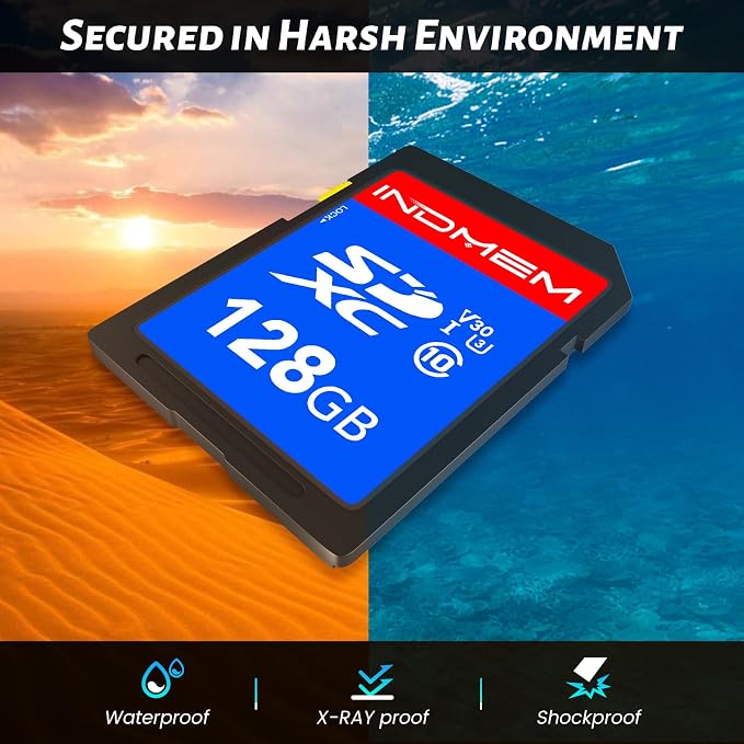 INDMEM SD Card 128GB 6-Pack, Class 10 128GB High Speed up to 90M/S Full HD - Image 2