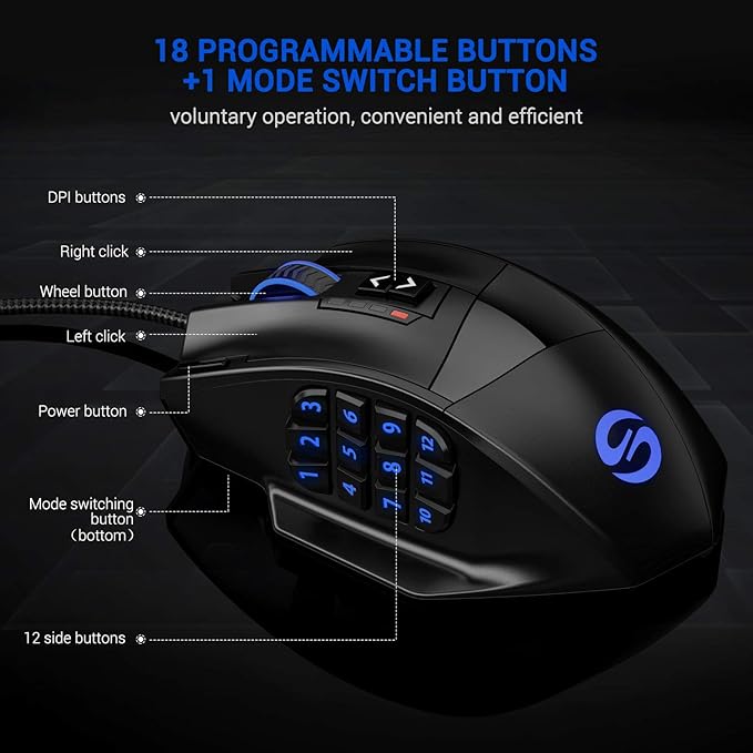 UtechSmart Venus Gaming Mouse RGB Wired, 16400 DPI High Precision Laser - Image 4