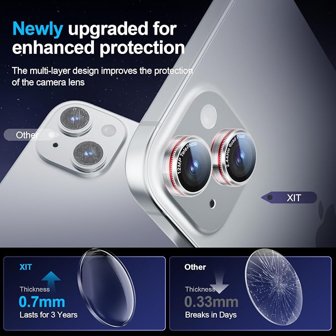 X-it 2 Pack Camera Lens Protector, Shatterproof Anti-Scratch Ultra HD - Image 6