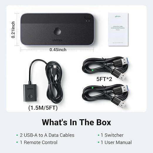 UGREEN USB 3.0 Switch 2 Computers Sharing USB C & A Devices, 4 Port USB - Image 8