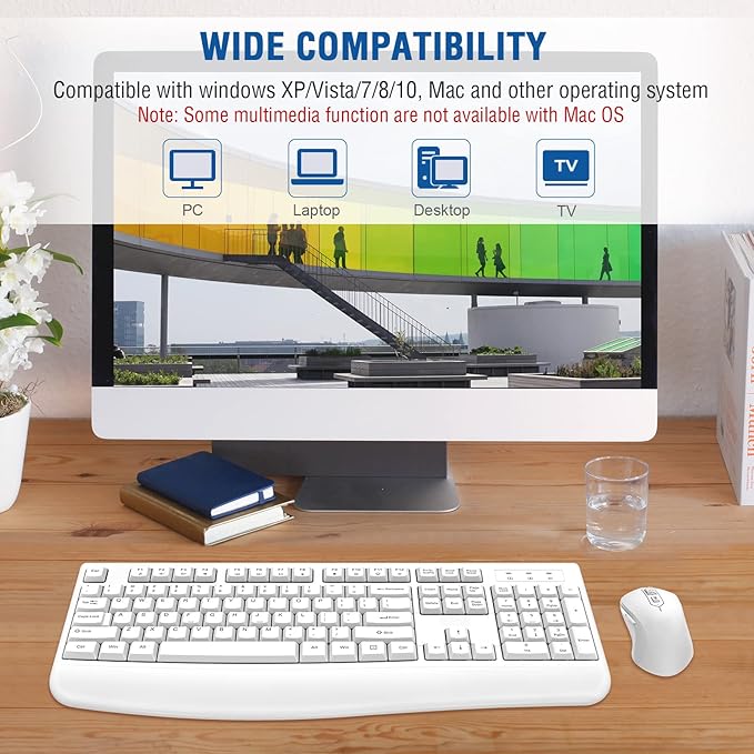 Wireless Keyboard and Mouse Combo, EDJO Full-Sized Ergonomic Computer Keyboard - Image 7