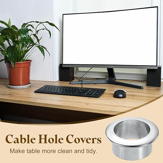 uxcell Desk Grommet, 1-3/16" Zinc Alloy Cable Hole Cover Wire Cord Organizer - Image 6