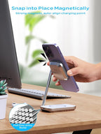 2-in-1 Magsafe Charger Stand, Zinc Alloy Foldable Magnetic Wireless Charger - Image 4