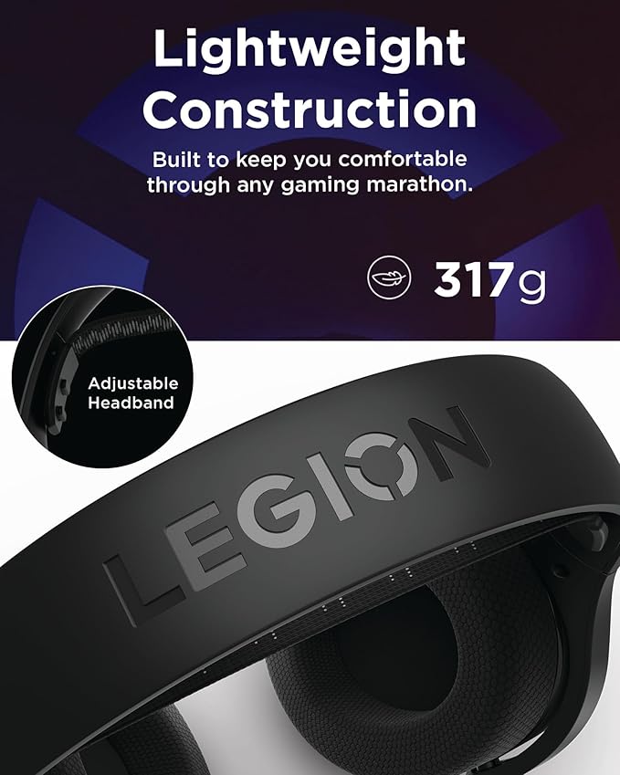 Lenovo Legion H410 Wireless Gaming Headset, Lightweight, Adjustable Headband - Image 6