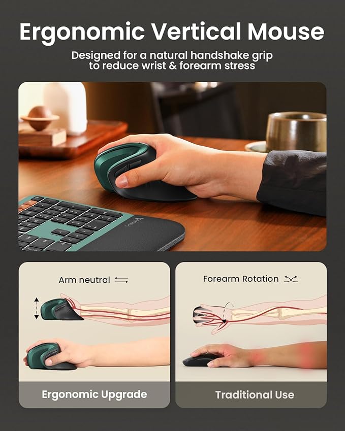 ProtoArc Ergonomic Vertical Mouse, EM11 NL Rechargeable Wireless Mouse Bluetooth - Image 5