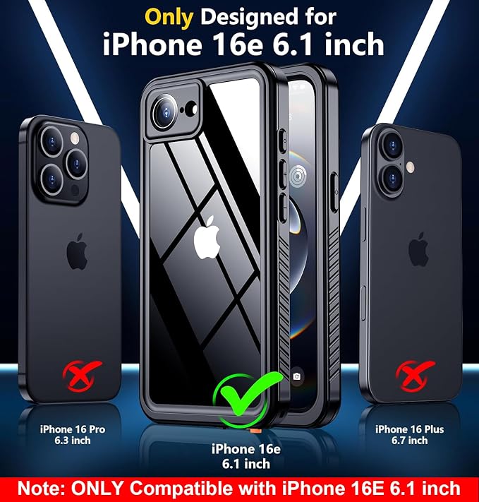SPIDERCASE for iPhone 16e Case Waterproof, Built-in Screen & Camera Lens - Image 2