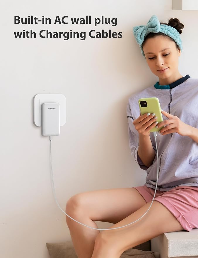 Alongza Portable Charger Built-in Cables and AC Wall Plug, Slim Fast Charging - Image 8
