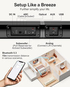 ULTIMEA 2.2ch Sound Bar for TV, Peak Power 100W, 2-in-1 Detachable Bluetooth - Image 7