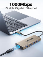 QGeeM USB C Hub Ethernet, 9 in 1 USB Type C Hub HDMI Multi-Port Converter - Image 6