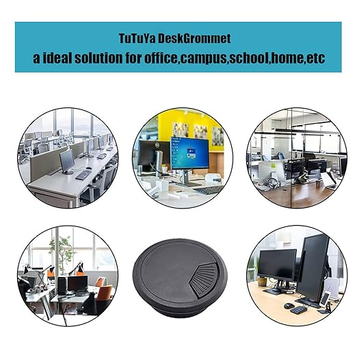 TuTuYa 6PCS Desk Grommet, Desk Cable Grommet 80mm Black Desk Cable Hole Covers - Image 4