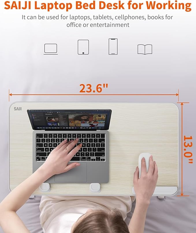 Laptop Desk for Bed, SAIJI Lap Desks Bed Trays for Eating Writing, Adjustable - Image 7