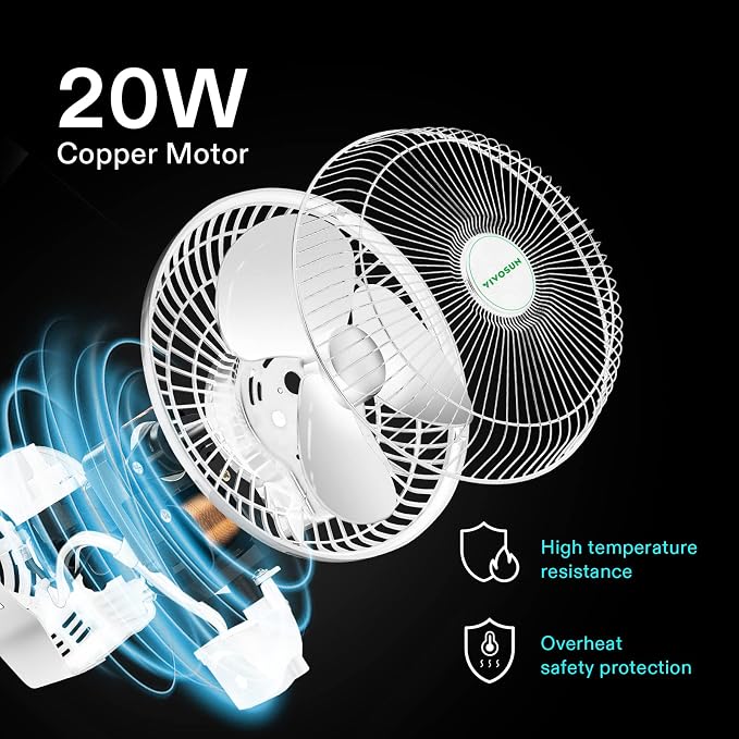 VIVOSUN AeroWave A6 Grow Tent Clip Fan, Patented Portable Auto Oscillating Fan - Image 3