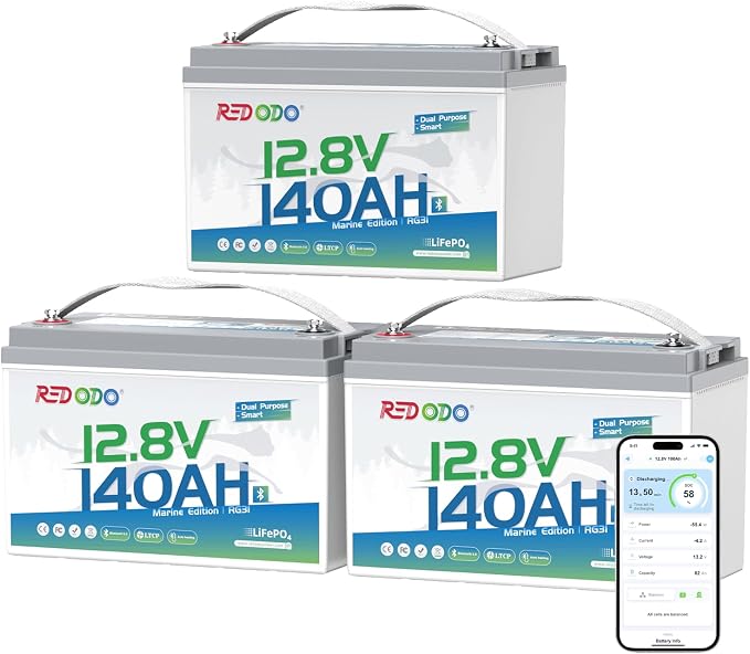 Redodo 12V 140Ah Dual Purpose Lithium Marine Battery, 1000CCA Group 31 by PrimeDayRedodoSaveup55