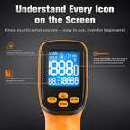 Infrared Thermometer Temperature Gun, Non-Contact Digital Laser Temp -58°F to - Image 5