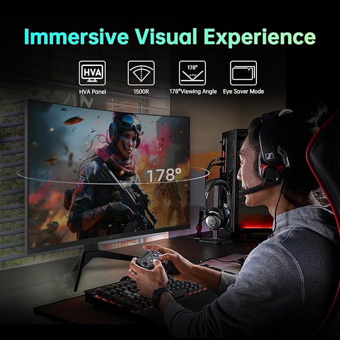 KTC 32 inch Curved Gaming Monitor, 180Hz 1ms MPRT, 2K 1440P 144Hz Monitor - Image 4