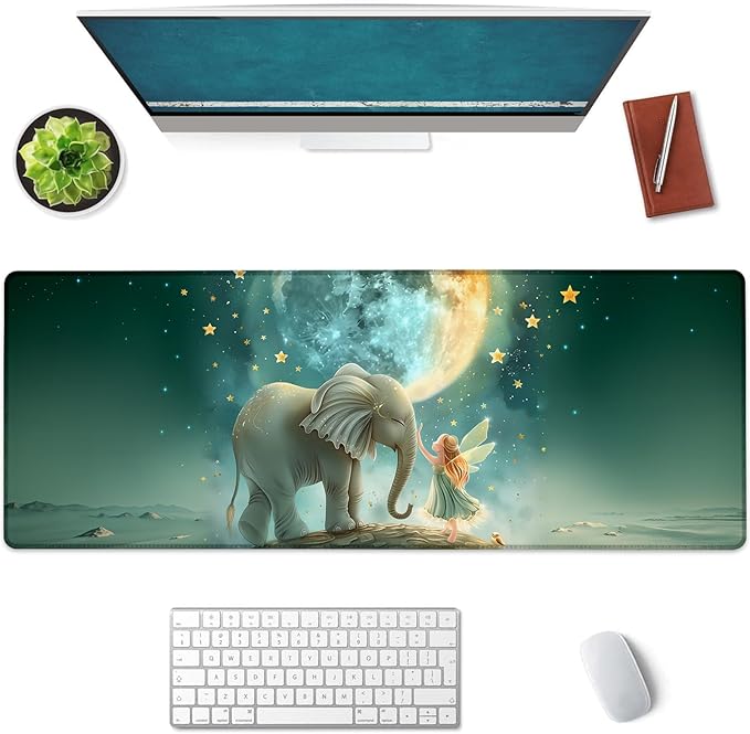 Fairy and Elephant Large Mouse Pad, Gaming Mouse Pad, Keyboard Mat, Non-Slip by Unknown