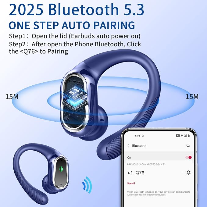 Wireless Earbuds, 2025 Bluetooth 5.4 Headphones Sport, 50H Stereo Wireless - Image 2