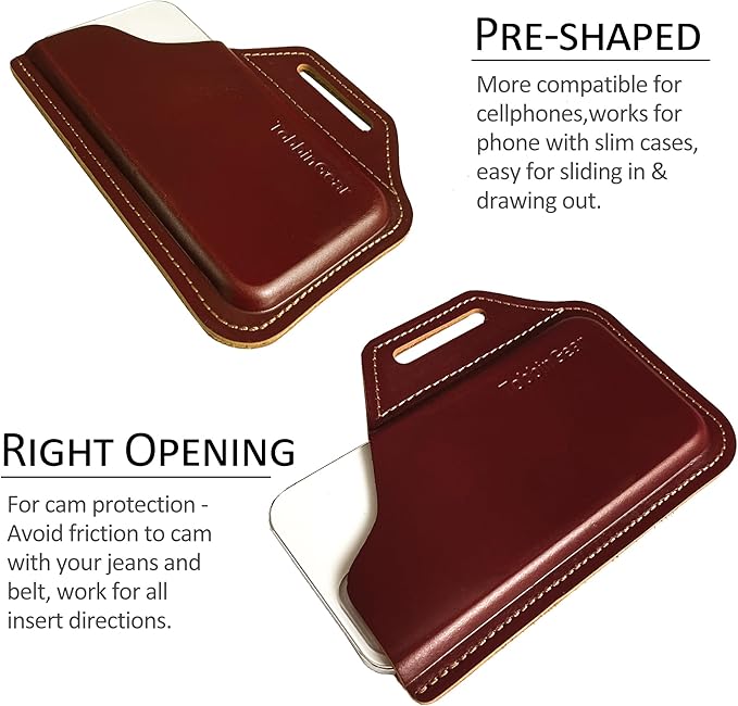 TobbinGear Leather Belt Phone Pouch, Left Handed Leather Cell Phone Holster - Image 3