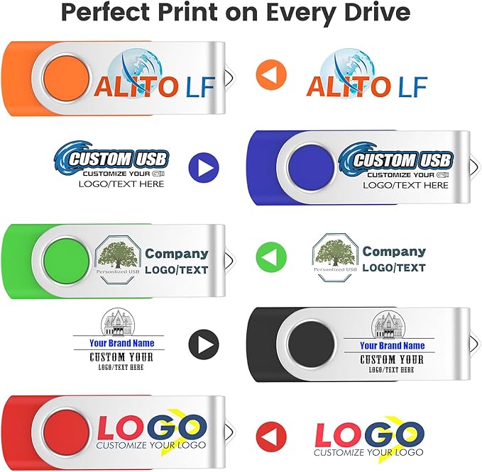 ABLAZE Personalized USB 128GB Flash Drive 10 Pack, USB 2.0 Custom Thumb Drives - Image 2