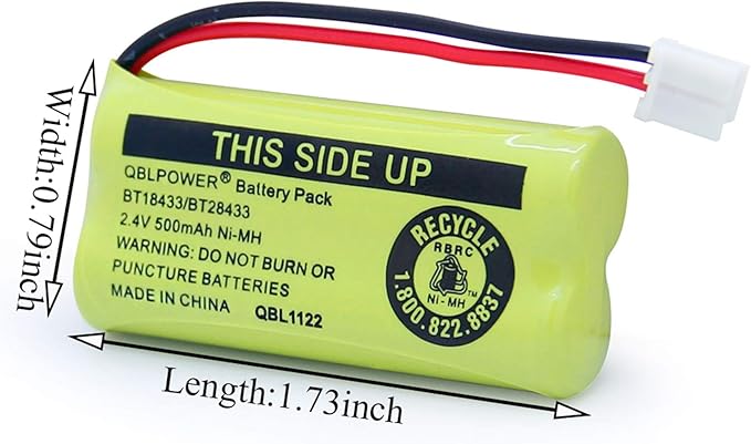 BT18433/BT28433 2.4V 500mAh Ni-MH Battery Pack Rechargeable Compatible - Image 2