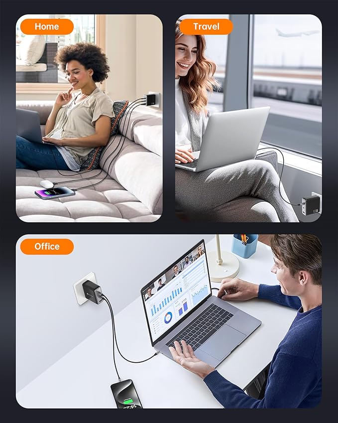100W USB C Charger, 120W MacBook Pro Charger, 3-Port GaN Fast Charger - Image 7